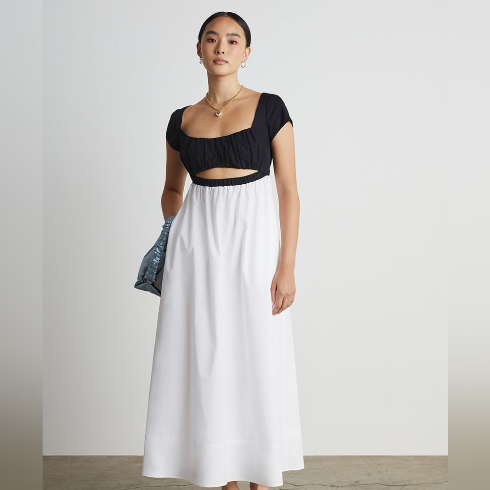 Lauren Cutout Maxi Dress- Elegant Black and White Women's Dress SIZE MEDIUM NWT